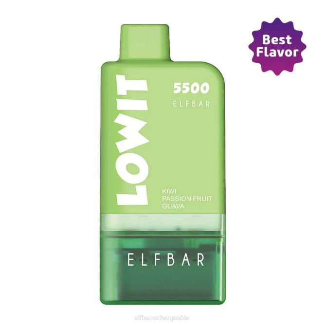 RLF6B136 ELFBAR kit dosettes préremplies lowit 5500 2%nic kiwi fruit de la passion goyave - ELF BAR rechargeable amazon kiwi fruit de la passion goyave pod+batterie verte