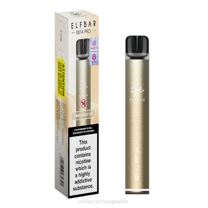 RLF6B314 ELFBAR kit pod elfa pro - rechargeable - ELF BAR rechargeable 0 nicotine dosette préremplie or foncé + glace à l'ananas