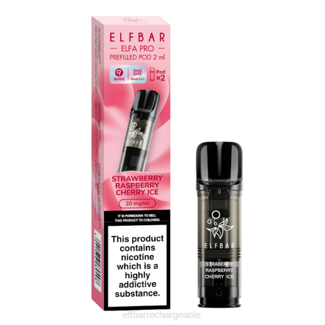 RLF6B331 ELFBAR gousses préremplies elfa pro - 20 mg - 2pk - ELF BAR rechargeable amazon glace à la fraise, à la framboise et à la cerise