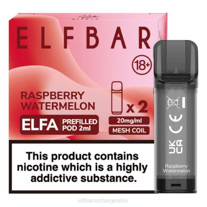 RLF6B361 ELFBAR dosette préremplie elfa - 2 ml - 20 mg (paquet de 2) - ELF BAR rechargeable pastèque framboise