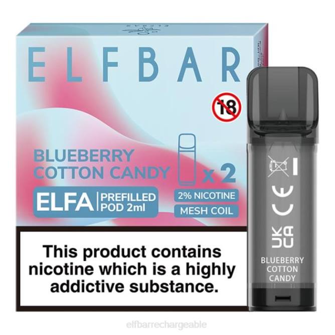 RLF6B363 ELFBAR dosette préremplie elfa - 2 ml - 20 mg (paquet de 2) - ELF BAR elfa France barbe à papa aux bleuets