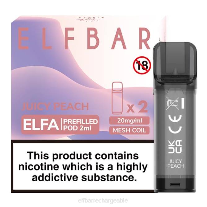 RLF6B364 ELFBAR dosette préremplie elfa - 2 ml - 20 mg (paquet de 2) - ELFBAR prix France pêche juteuse