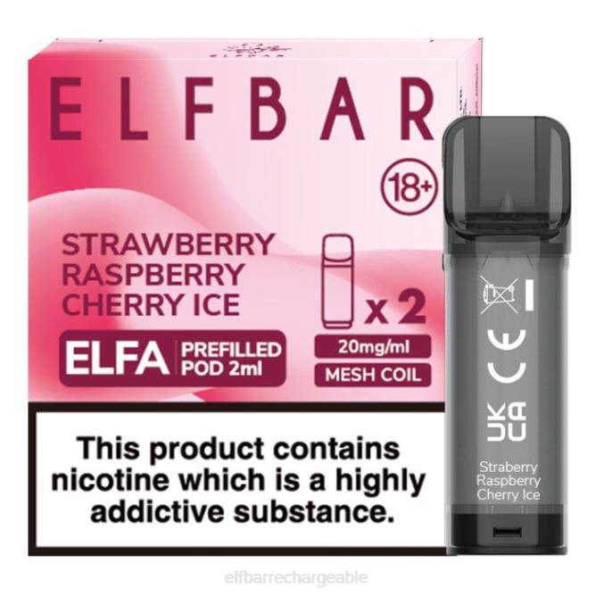 RLF6B368 ELFBAR dosette préremplie elfa - 2 ml - 20 mg (paquet de 2) - ELFBAR France glace à la fraise, à la framboise et à la cerise