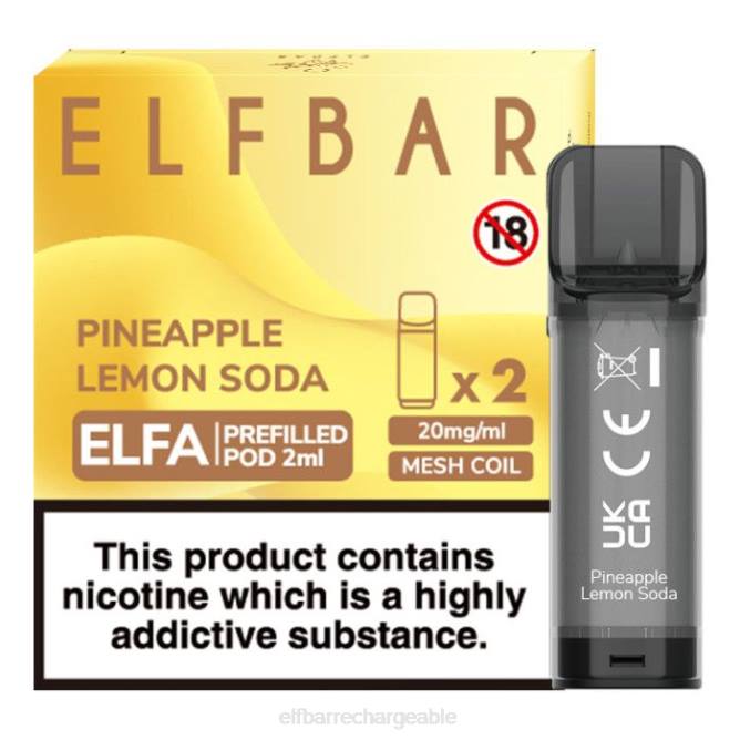 RLF6B373 ELFBAR dosette préremplie elfa - 2 ml - 20 mg (paquet de 2) - ELFBAR recharge soda à l'ananas et au citron