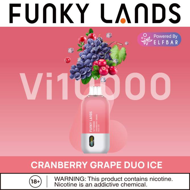 RLF6B156 ELFBAR Funky Lands meilleure saveur vape jetable vi10000 série glacée - ELFBAR prix France glace duo de raisin et de canneberge