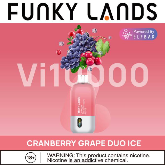 RLF6B165 ELFBAR Funky Lands Vape jetable Vi10000 bouffées - ELFBAR recharge glace duo de raisin et de canneberge