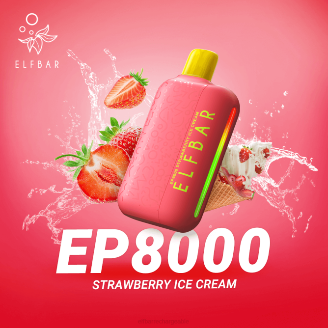 RLF6B75 ELFBAR vape jetable nouvelles bouffées ep8000 - ELF BAR rechargeable glace à la fraise